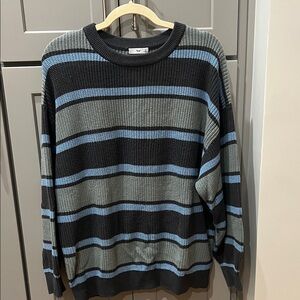 TNA Striped Green and Blue Sweater